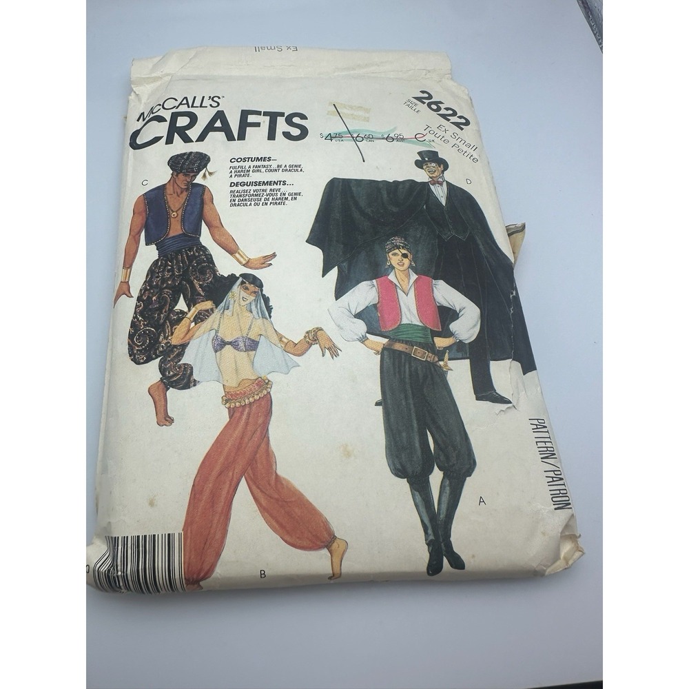 2622 Vintage McCalls SEWING Pattern Adult Halloween Costume Pirate Size P XS